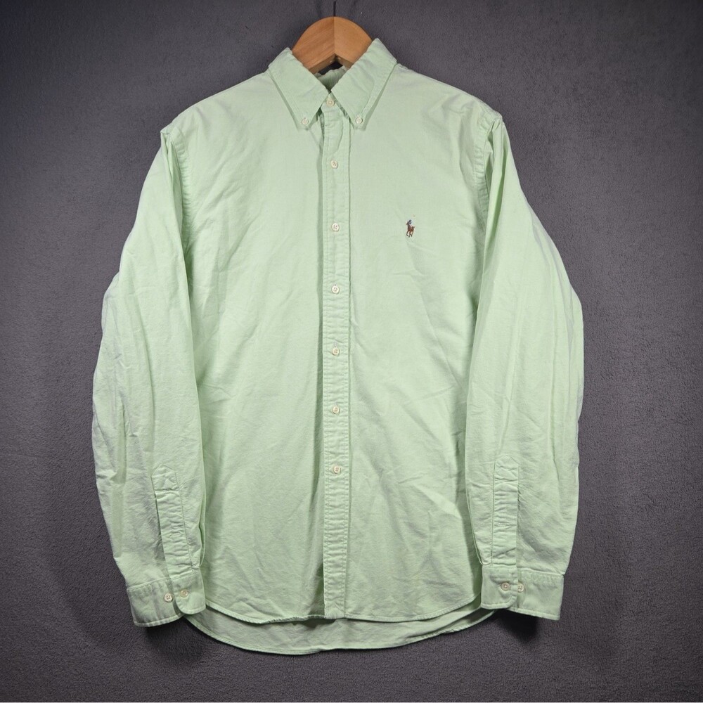 Polo Ralph Lauren Men's Shirt L Oxford Flesh Pony Green Classic Fit Button Up